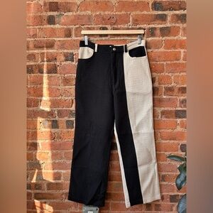 Nwot Apollo Two Tone Waffle Trousers in black and cream aniela parys